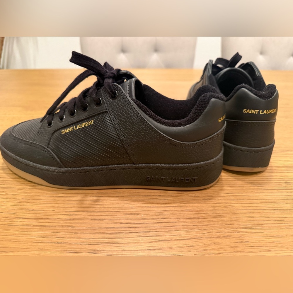 New Saint Laurent SL/61 Black Perforated Leather Sneakers